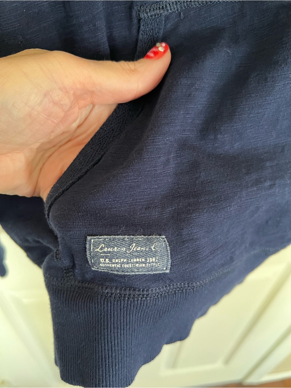 Lauren Ralph Lauren LRL Navy Cowl Neck Pullover Sweatshirt Medium - Picture 3 of 9